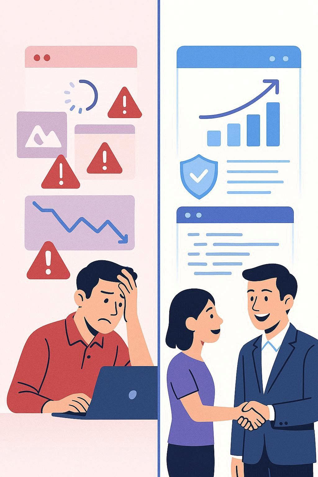 membandingkan laman web murah yang dibina dengan buruk berbanding laman web profesional berkualiti tinggi